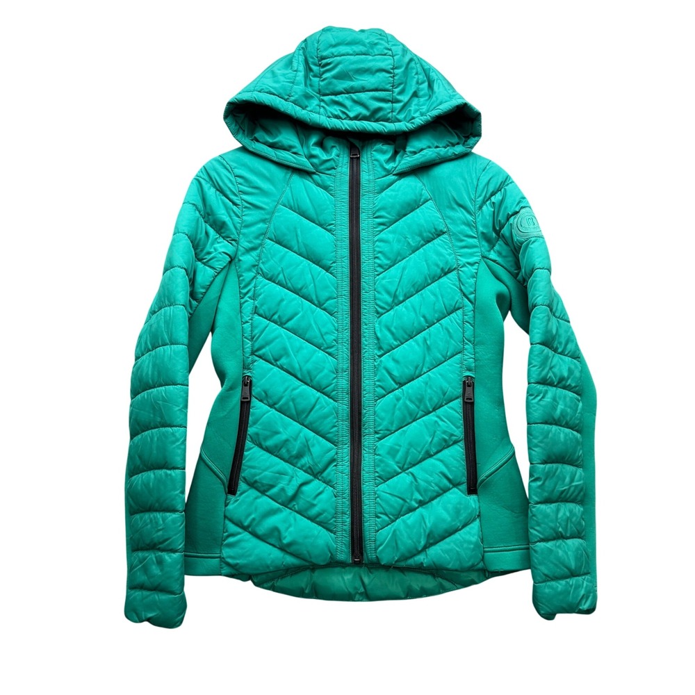 Bernardo Performance Puffer Jacket Womens Small Green Hooded EcoPlume Outdoor